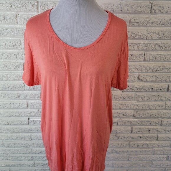 Agnes Dora Womens Top 2XL Plus Tee Short Sleeve Orange Lightweight PIN56E - Picture 3 of 10